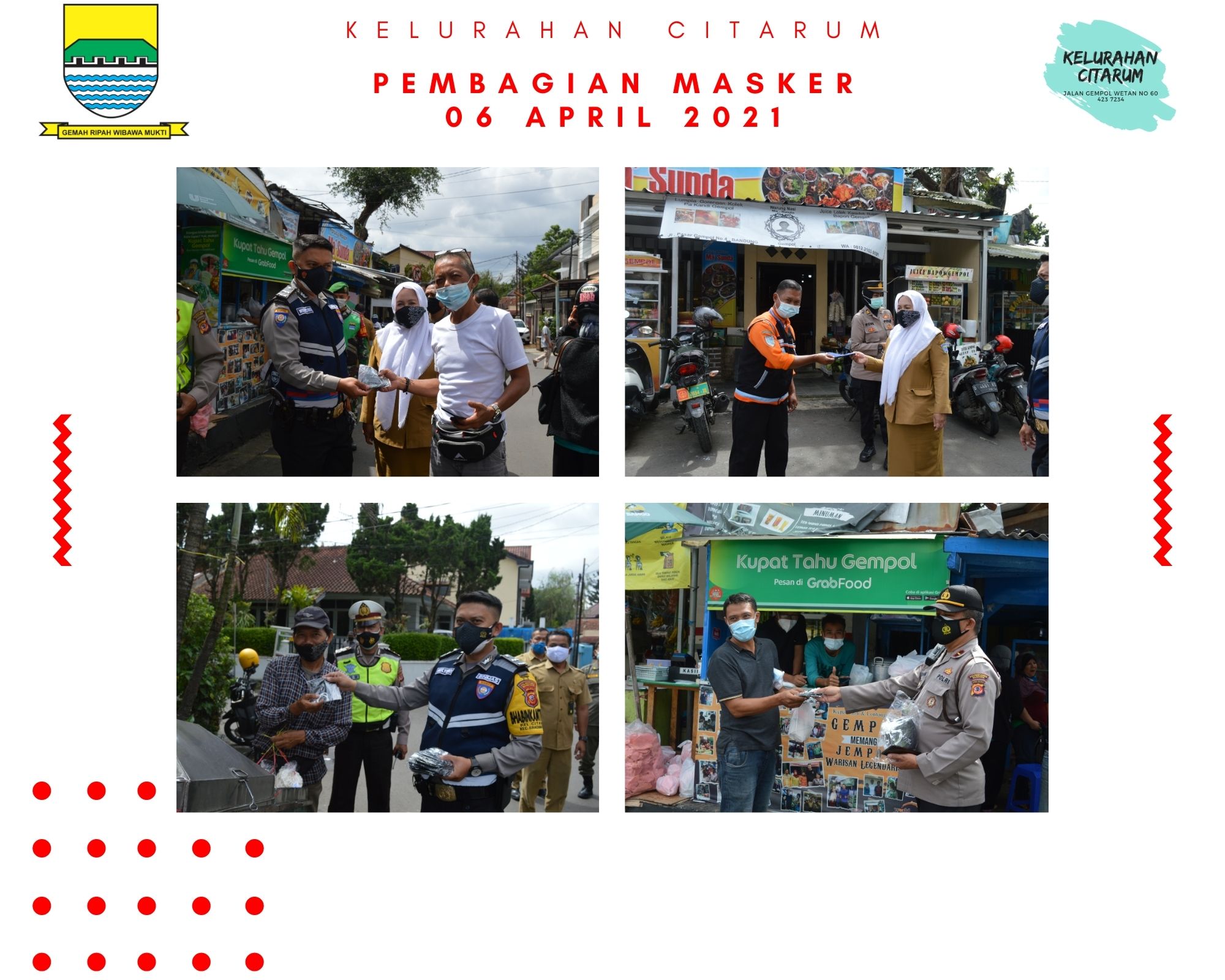 You are currently viewing Pembagian Masker di Wilayah Kelurahan Citarum, bersama Polsek Bandung Wetan.